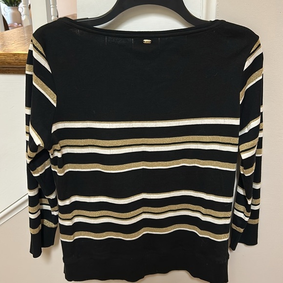 Escada Black and Gold Glittery Striped  Sweater Top - Picture 9 of 12